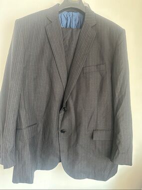 Brooks Brothers Charcoal Pinstripe Suit Jacket with Blue Lining